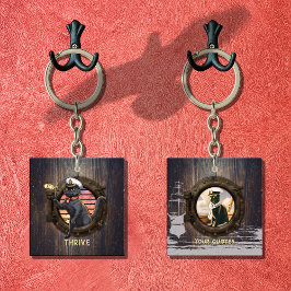 Black Cat Sunset: Een reis naar THRIVE Square Sleutelhanger