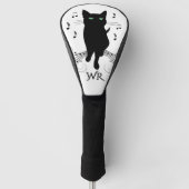 Black Cat Surrounded by Notes of Music Personal Golfheadcover (Voorkant)
