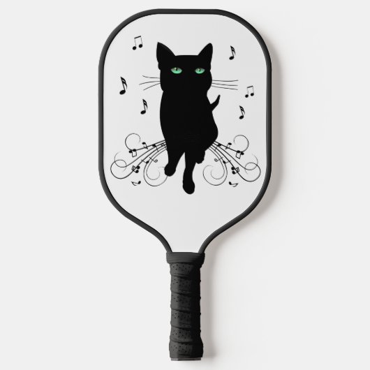 Black Cat Surrounded by Whispering Notes of Music Pickleball Paddle (Voorkant)