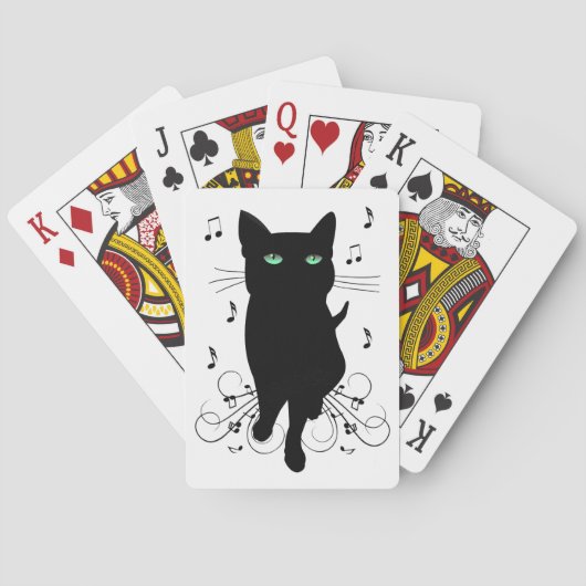 Black Cat Surrounded by Whispering Notes of Music Pokerkaarten (Achterkant)