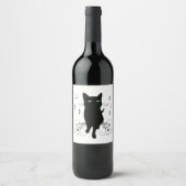 Black Cat Surrounded by Whispering Notes of Music Wijn Etiket (Voorkant)