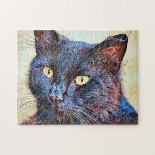 Black Cat Sweet Face Art Puzzle Legpuzzel
