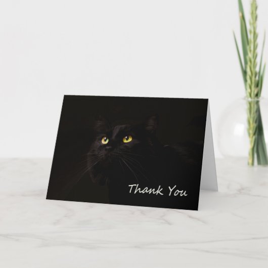 Black Cat Thank You Card beroemd gemaakt door Focu Bedankkaart (Voorkant)