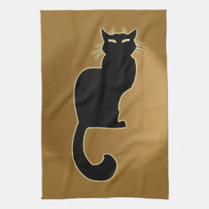 Black Cat Towel Black Cat Art Tea Towels Cat Decor Theedoek