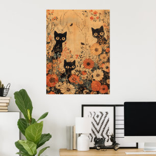 Black Cat Trio Poster