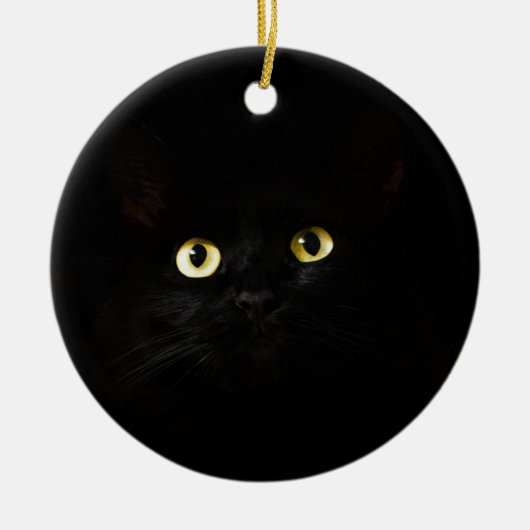 Black Cat Uitzicht Cat Eyes Cat look Cute Keramisch Ornament (Voorkant)