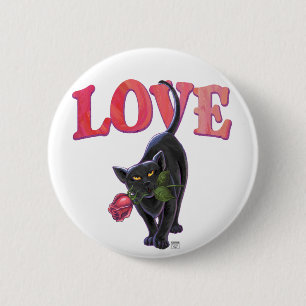 Black Cat Valentijnsdag Ronde Button 5,7 Cm