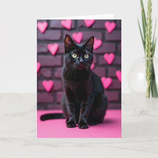 Black Cat Valentine Love Card Kaart (Voorkant)