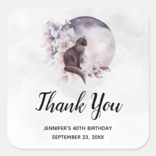 Black Cat van een Magical Full Moon Dank u Vierkante Sticker