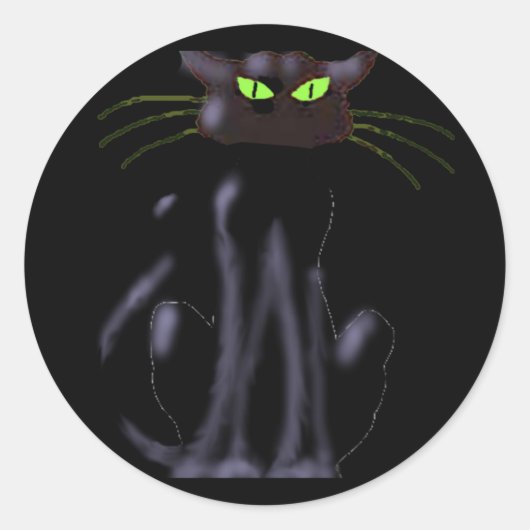 BLACK CAT VAN SHARON SHARPE RONDE STICKER (Voorkant)