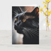 Black Cat Verjaardag Humor Kaart (Gele Bloem)