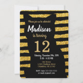 Black Cat Verjaardag Uitnodiging / Glam / Glitter (Voorkant)