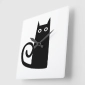 Black Cat Vierkante Klok (Hoek)