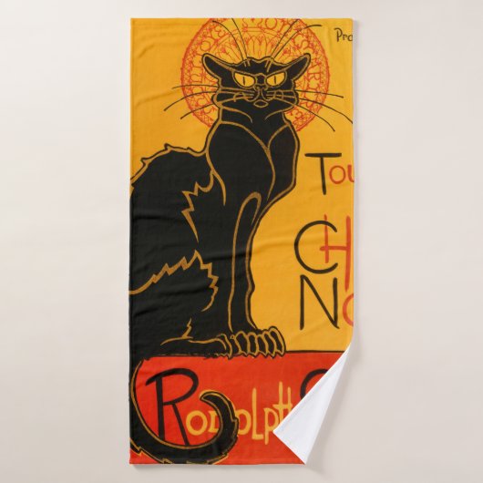 Black Cat Vintage Halloween Steinlen Poster (Serviette de bain)