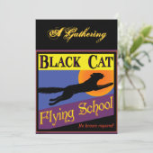 Black Cat Vliegschool Halloween Uitnodigingen (Staand voorkant)