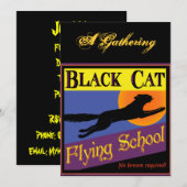 Black Cat Vliegschool Halloween Uitnodigingen (Voorkant / Achterkant)