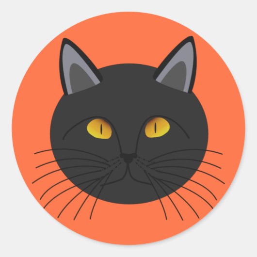 Black Cat voor Halloween Ronde Sticker (Voorkant)