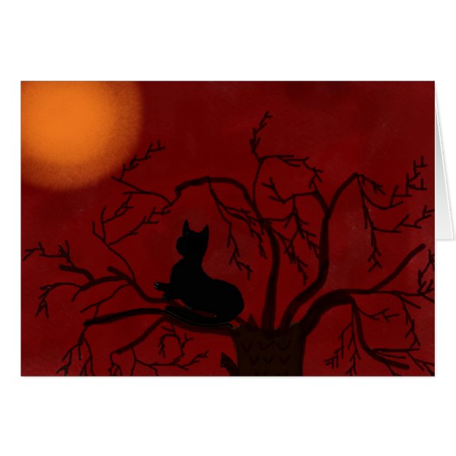 Black Cat Watching Moon (Voorkant Horizontaal)