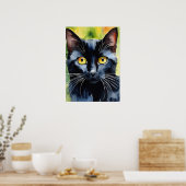 Black Cat Waterverf Wall Poster (Keuken)