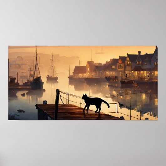 Black Cat Waterverf Wall Poster (Voorkant)