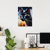 Black Cat Waterverf Wall Poster (Thuiskantoor)