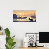 Black Cat Waterverf Wall Poster (Thuiskantoor)