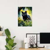 Black Cat Waterverf Wall Poster (Thuiskantoor)