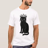 Black Cat Wearing Crown T-Shirt (Devant)