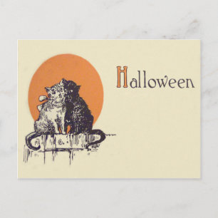 Black Cat White Cat Full Moon Romance Briefkaart