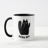 Black Cat wijst middelvinger aan en zegt 'Mauw-off Mok (Links)