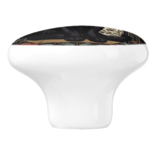 Black Cat William Morris Geïnspireerd Keramische Knop (Zijkant)