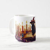 Black Cat Witch Mug | Magical Halloween Coffee Cup (Devant gauche)