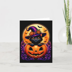 Black Cat Witch Pet Pompoen Grappige Halloween Man Kaart