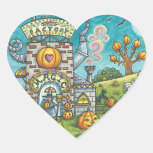 BLACK CAT, WITCH PUMPKIN PIE FACTORY STICKERS Hrt