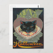 Black Cat Witch Witch Hour Full Moon Briefkaart (Voorkant / Achterkant)