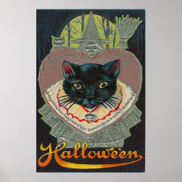 Black Cat Witch Witch Hour Full Moon Poster