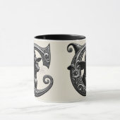 Black Cat Witch Witchy Letter C Custom Initiaal Mok (Midden)