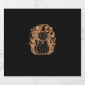 Black Cat Witch Wizard Mystieke Schattigee Zwarte  Sparkling Wijnetiket (Enkel label)