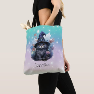 Black Cat Witches Pet Regenboog Pastel Halloween Draagtas