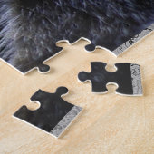Black Cat with a Gray Pattern Background Puzzle (Côté)