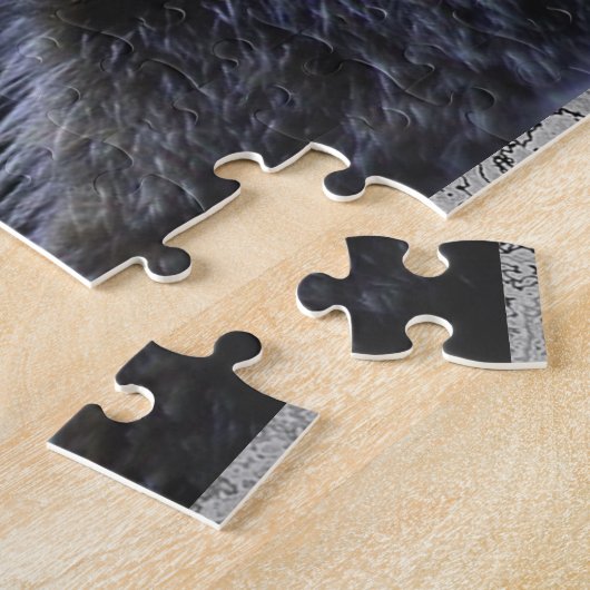 Black Cat with a Gray Pattern Background Puzzle (Côté)