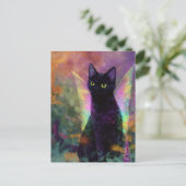 Black Cat With Fairy Wings Briefkaart (Staand voorkant)