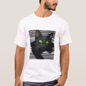 Black Cat with Green eyes T-shirt (Voorkant)