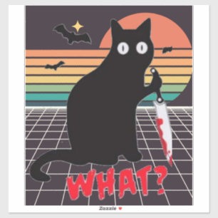 Black Cat With Knife Sticker