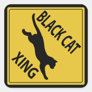 Black Cat Xing Vierkante Sticker