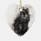 Black Cat Yellow Eyes Keramisch Ornament (Rechts)