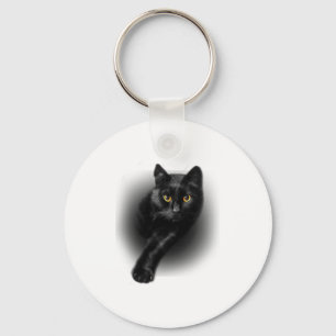 Black Cat Yellow Eyes Sleutelhanger
