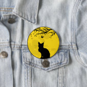 Black Cat Yellow Moon Ronde Button 7,6 Cm (In situ)