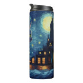 Black Cat zittend op gebouw Thermosbeker (Geroteerd rechts)