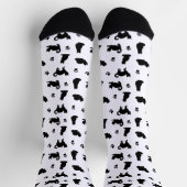 Black Cats and Paw Prints Pattern Sokken (Top)
